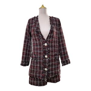 Iorane Tweed Blazer & Shorts‎ Set Black Red White Size 36/XS–S